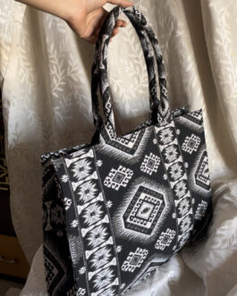 Boho tote with zip compartment + 2 Sections (16 inches)
