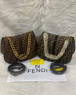Fendi Premium: Heavy Gold hardware; Handcarry + Crossbody Bag