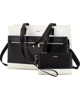 Ideal Leather Tote Bag : Laptop + Charging Essentials (16 inches) + Wristlet & Crossbody Belt