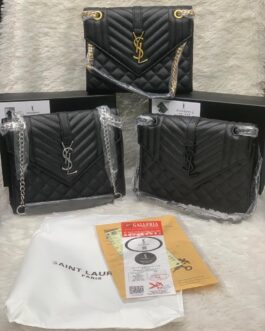 YSL Saint Laurent Chevron Bag + Ysl Charms + DustCover (10×8 inches) 2.0