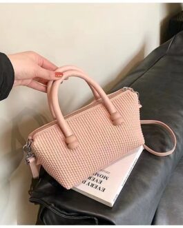 Korean Top Handle Handbag : Soft Leather + Crossbody Chain
