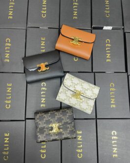 Celine Mini Wallet : Box Packaging + Dust Cover + Metal Hardware + 3 Fold