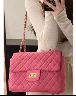 Velvety Quilted Shoulder Bag + Crossbody ( XL size)