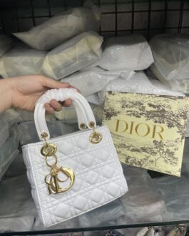 White Dior My Lady Handbag : Box Packaging + DIOR charm + Ribbons + Tags