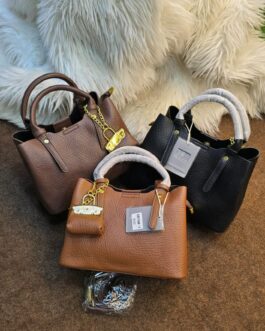 Charles Leather Handbag + Mini Bag Charm + Belt : 8×6 inches