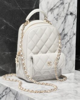 White Gold Chrome Backpack : 8 x 6 Inches